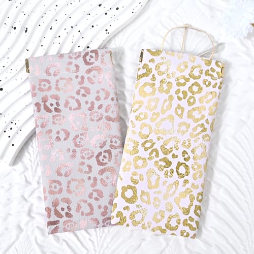 Glasses Case Soft, Eyeglass Cases for Women Portable Squeeze Top PU Leather 2 Pack Glasses Pouch with Cleaning Cloth - color: 2pcs Pink Leopard+gold Leopard