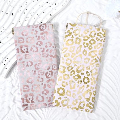 Glasses Case Soft, Eyeglass Cases for Women Portable Squeeze Top PU Leather 2 Pack Glasses Pouch with Cleaning Cloth - color: 2pcs Pink Leopard+gold Leopard