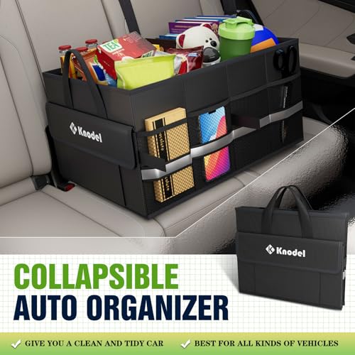 K KNODEL Car Trunk Organizer, Collapsible Car Trunk Storage Organizer, Car Organizer and Storage for SUV, Truck, Sedan (Small, Black) - color: Black, size: Small-No Lid