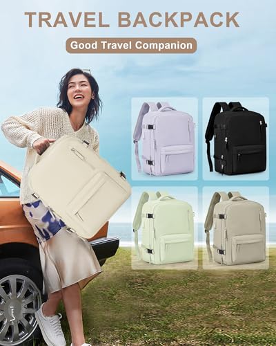 VGCUB Lightweight Travel Backpack for Women Men,Carry on Backpack Flight Approved Luggage,Water Resistant Laptop College Work Backpack Personal Item Daypack Bookbag Mochila de Viaje,Beige - color: Beige, style: X-large
