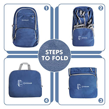 ZOMAKE Lightweight Packable Backpack 30L, Foldable Hiking Backpacks Water Resistant Compact Folding Daypack for Travel(Navy Blue) - color: Navy Blue