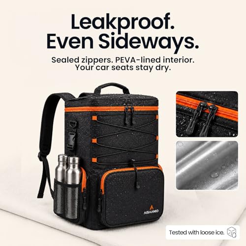 35L Insulated Cooler Backpack (35 Cans) - Leakproof Soft Sided Backpack Cooler with Anti-Theft Pocket & Bottle Opener for Beach, Camping, Hiking & Travel