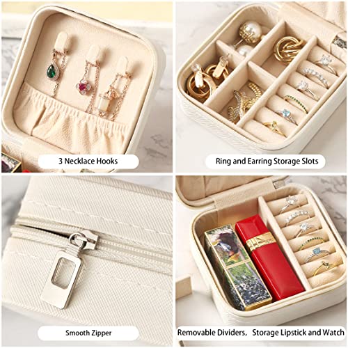 ZPROW Travel Jewelry Case, Mini Portable Jewelry Travel Boxes, Small Jewelry Organizer for Rings, Earrings, Pendants, Watches, Necklaces, Lipsticks Organizer Storage Holder Case (White-6packs) - color: A6 - White 6 Packs