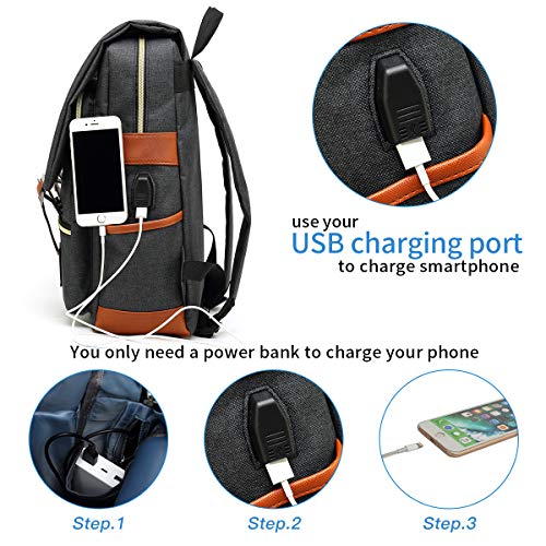 Mancio with USB Charging Port, Elegant Water Resistant Travelling Backpack Casual Daypacks College Shoulder Bag for Men Women, Fits up to 15.6Inch Laptop,Purple - color: Purple