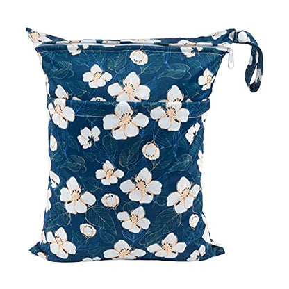 babygoal Wet Dry Bags for Baby Cloth Diapers, Washable Travel Bags, Beach, Pool, Gym Bag for Swimsuits & Wet Clothes with Two Zippered Pockets 3 Pack(S,M,L), 3SML02 - color: Flower 01