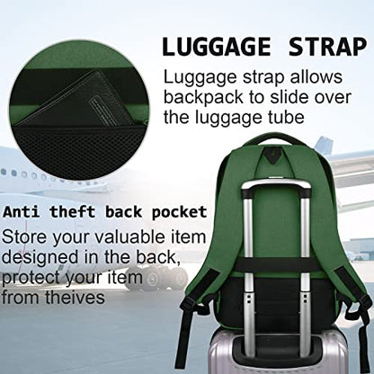 Volher Laptop Backpack,Business Travel Anti Theft Slim Durable Laptops Backpack,Water Resistant College Computer Bag for Women & Men Fits 15.6 Inch Laptop and Notebook-Green - color: Green, size: 15.6 Inch, style: Laptop