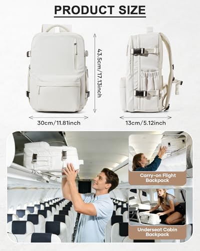 WONHOX Vacuum Seal Backpack for Travel with Air Pump Compression Daypack Personal Item Carry on Flight Approved Vacpack Laptop Space Saver Bags Storage with Vacuum System Travel Bag Women Men Beige - color: A2-beige