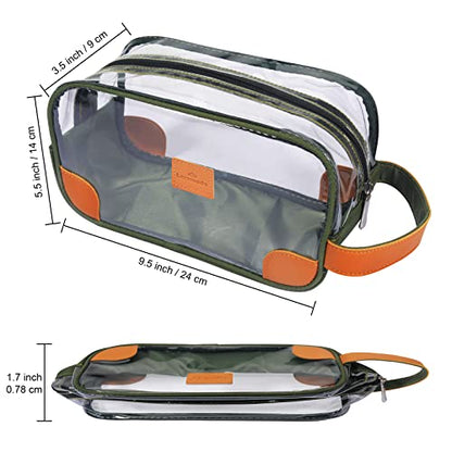 Lermende Toiletry Bag, Clear Shaving Dopp Kit for Men Travel Toiletry Bag with Hand Strap Unisex Bathroom Toiletries Organiser - color: Green