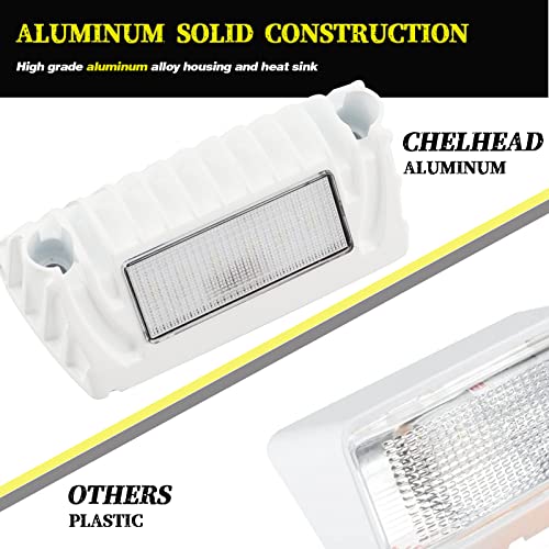 Chelhead RV Porch Light White Aluminum Base 12V DC RV Exterior Led Lighting Outside Lights Compatible with RV Camper Trailers Porches Towing 5th Wheels Utility Vehicles Boat - color: White Light-White Housing
