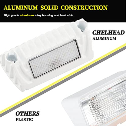 Chelhead RV Porch Light White Aluminum Base 12V DC RV Exterior Led Lighting Outside Lights Compatible with RV Camper Trailers Porches Towing 5th Wheels Utility Vehicles Boat - color: White Light-White Housing