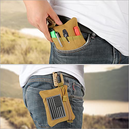 FRTKK 2 Pack Tactical Compact EDC Pouches Military Molle Utility Pouch Accessories Organizer Pouch Coin Purse Keychain Pocket Credit Card Holder Waist Pack - color: Orange 3