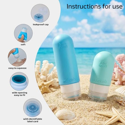 vodvob 16 Pack Travel Bottles Set for Toiletries, TSA Approved Travel Containers Leak Proof Silicone Squeezable Travel Accessories 2oz 3oz for Shampoo Conditioner Lotion Body Wash (BPA Free) (blue) - color: blue