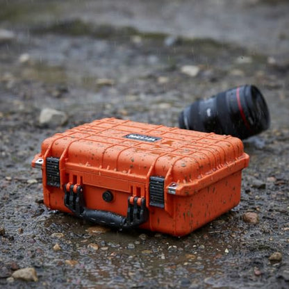 MEIJIA Portable All Weather Waterproof Protective Case,Hard Case,Camera Case With Customized Fit Foam,Fit Use of Drones,Camera,Equipments,Pistols,13.35 x11.63x5.98inches (Orange) - color: Orange
