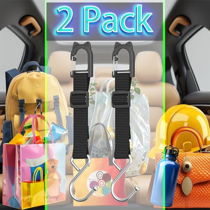 Purse Hook for Car, S-Shape Headrest Hooks, 2 Pack | 100 LBS Heavy Duty, Safe Flat Design, Multi-Use for Bags & Sports Fence - style: DS1