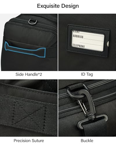 Hanke Expandable Carry On Luggage Bag,3 in 1 Duffle Bag for Travel,45L-55L Weekender Overnight Bag with 15.6" Compartment for Women & Men (Black) - color: Black