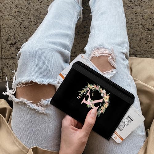 Cute Passport Holder and Holder Combo Passport Cover with RFID Blocking Women Men Compatible Wallet Credit Card Protector (Initial Monogram-K) - color: Black-K