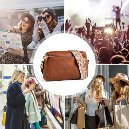 Anti Theft Crossbody Bag for Women, Slash-resistant RFID Blocking Travel Purses, Small Shoulder Bag Handbag - color: Brown