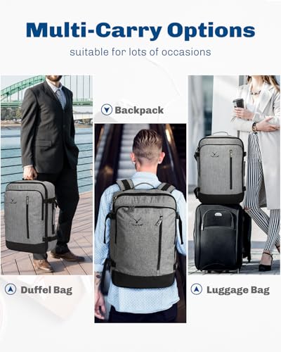 Hynes Eagle Carry on Backpack 38L Large Travel Backpack for Women Flight Approved Weekender Bag Laptop Backpack Men 15 inches Black Grey 2023 - color: Black Grey 2023