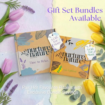 Nurture by Nature RELAX & UPLIFT Spa Kit for Women – Birthday Gifts for Women – 6 Piece Gift Basket with Hand Soap, Body Scrub, Hand Cream & More - Vegan Self Care Kit - Relaxation Gifts for Her