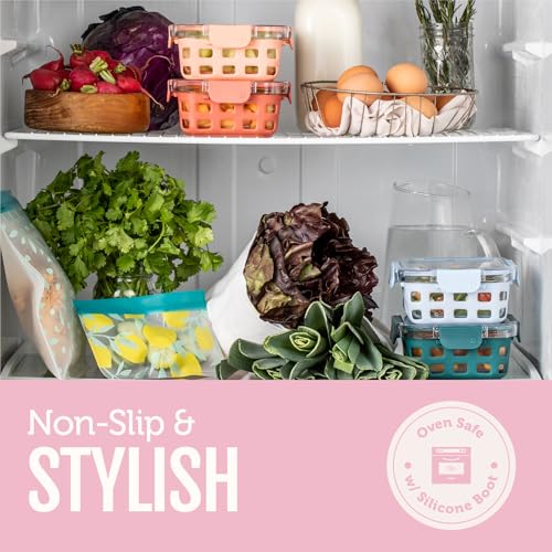 Ello Duraglass 3.4 Cup Meal Prep Sets 10Pc, 5 Pack Set- Glass Food Storage Container with Silicone Sleeve and Airtight BPA-Free Plastic Lids, Dishwasher, Microwave, and Freezer Safe, Meadow - color: Meadow