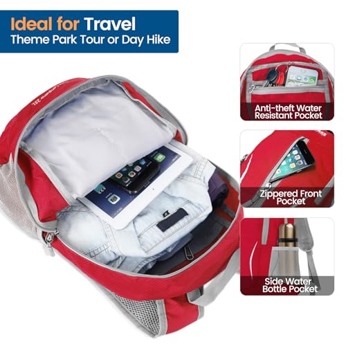 ZOMAKE Ultra Lightweight Packable Backpack 25L, Foldable Hiking Backpacks Water Resistant Small Folding Daypack for Travel(Red) - color: Red