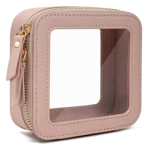 Travel Clear Makeup Bag Set, TSA Approved Cosmetic Bag Case with Zipper Portable Makeup Pouch Toiletry Bag Traveling Cosmetic Organizer Storage Bag Car Organizer Car Essentials - color: N-Dark Pink