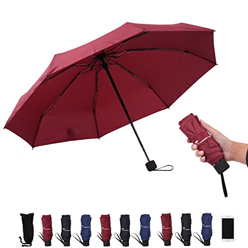 SY COMPACT Travel Umbrella - Lightweight Portable Mini Compact umbrellas-Factory outlet shop - color: red