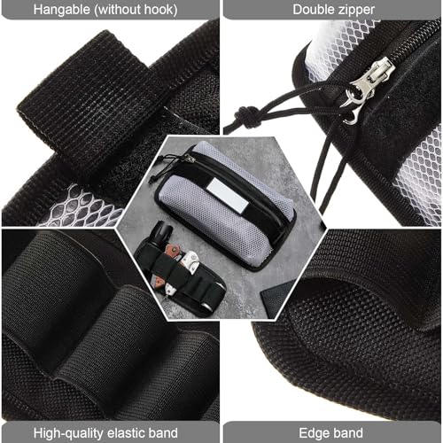 Aliceset Tactical Mesh Zipper Pouch and Elastic EDC Organizer Insert Panel, MOLLE Admin Pouch Modular EDC Tool Organizer Hook Back Utility Storage with Writeable ID Patch for Backpack Accessories