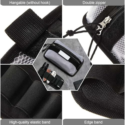 Aliceset Tactical Mesh Zipper Pouch and Elastic EDC Organizer Insert Panel, MOLLE Admin Pouch Modular EDC Tool Organizer Hook Back Utility Storage with Writeable ID Patch for Backpack Accessories