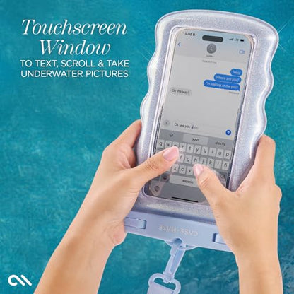Case-Mate Wavy IP68 Waterproof Phone Pouch - Large Floating Phone Case w/Crossbody Lanyard - Cruise Ship Travel Essentials Compatible w/All Devices - Hidden Pocket for Card/Cash- Mist Twinkle - color: Wavy Mist Twinkle