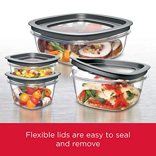 Rubbermaid Premier Food Storage Container, 10 Piece Set, Grey, BPA-Free, Microwave & Dishwasher Safe - size: 10-Piece