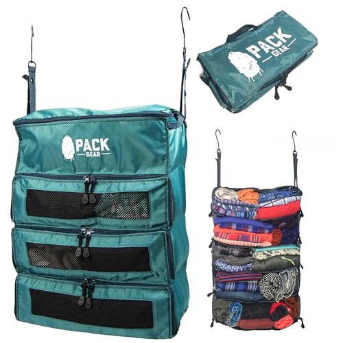 Pack Gear Hanging Carry-On Organizer - Our Fitted Hanging Luggage Organizer Perfectly Fits Any Carry On - Our Packing Cubes For Travel Use Mesh Windows to Make Finding Clothes Easy (Green, M) - color: Green, size: Medium (Carry-On)