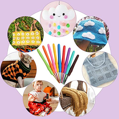 Aeelike Beginner Crochet Kit, 59pcs Crochet Starter Kit for Adults and Kids, Basic Crochet & Knitting Supplies Kit for Beginners,Travel Crochet Kit Small with Purple Storage Bag - color: light purple