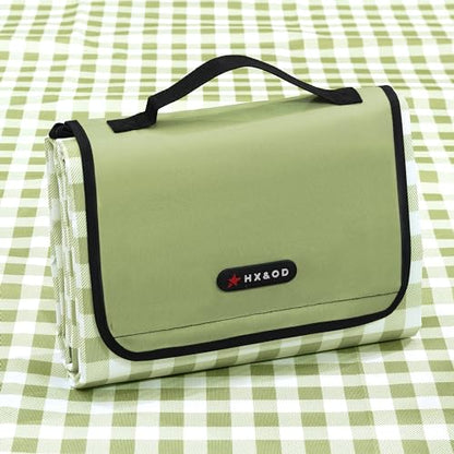 HX&OD Outdoor Picnic Blanket 80"X80" Picnic Mat Extra Large Camping Blanket Beach Blanket Foldable Waterproof Sand Mat Hiking Travel Family Concerts(Green) - color: Green, size: 80”x 80”