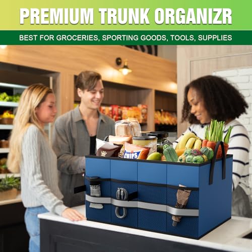 K KNODEL Car Trunk Organizer, Collapsible Car Trunk Storage Organizer, Car Organizer and Storage for SUV, Truck, Sedan (Small, Blue) - color: Blue, size: Small-No Lid