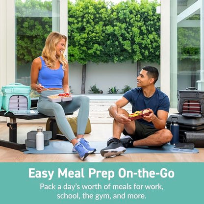 Bentgo Prep Deluxe Insulated Multimeal Bag - Lunch Box Bag, Holds 5 Meals, Premium Insulation up to 8 Hrs, Durable, Water-Resistant - Large Capacity For Adult Meal Prep (Coastal Aqua) - color: Coastal Aqua