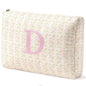HBselect Initial Quilted Makeup Bag, Pink Cosmetic Travel Toiletry Bag, Flowers Coquette Zipper Make Up Pouch Organizer Teen Girl Gift Trendy Stuff D - color: 1Pc Medium Pinkflower, style: D