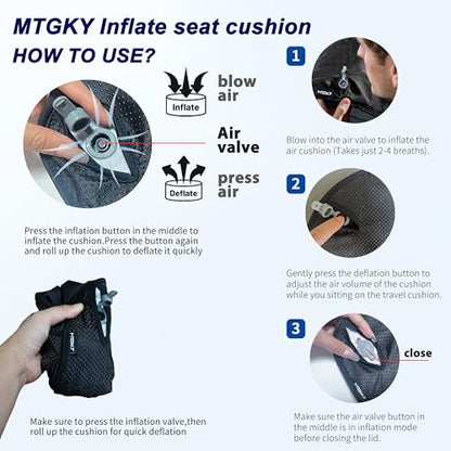 Upgrade Travel Seat Cushion for Airplane,Portable&Adjustable Air Seat Cushion,Coccyx Tailbone Pain Relief Chair Pad,Inflatable Cushion for Wheelchair, Travel,Driving,Office Work