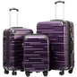 Coolife Hardside Luggage 3 Piece Set with TSA Lock, Spinner Wheels, Telescopic Handle, Lightweight Travel Suitcases (Purple, 3 piece set) - color: purple, size: 3 Piece Set