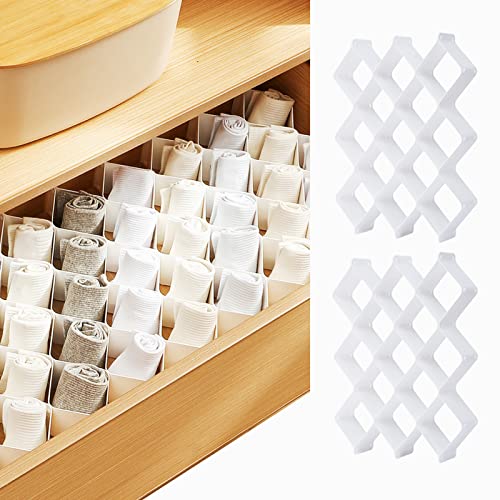 ROUFA Sock Drawer Organizer for Dresser, Honeycomb Underwear Dividers for Women, Panty Separator for Bras, Socks, Belt and Leggings (12pcs.White) - color: White, size: 12Pcs