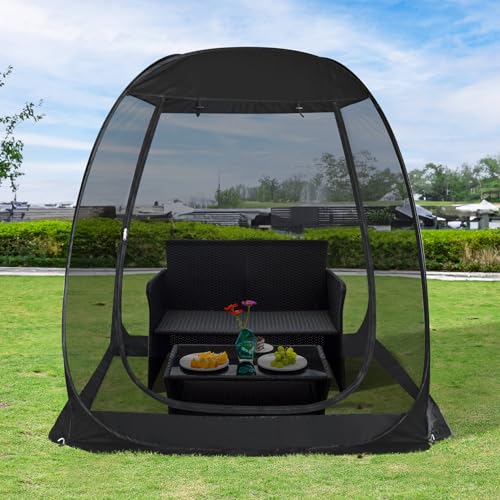 Alvantor Pop Up Screen House Tent, Instant Outdoor Gazebo with Mosquito Netting & UPF 50+ Sun Protection, Portable Canopy Shelter for Patio, Backyard, Camping (2-10 Person) - color: Black, size: 6'x6'