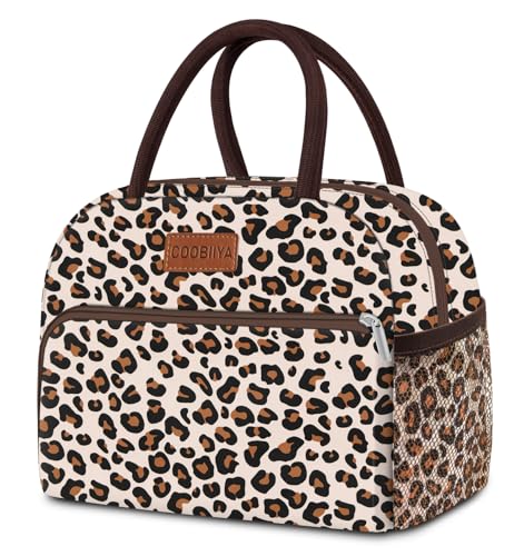 Coobiiya Lunch Box Lunch Bag for Women Adults Men, Reusable Cute Lunch bag - Leakproof, Insulated Lunch Box Tote with Large Capacity, Cooler Container for Work/Travel/Office - color: Leopard, size: A-regular