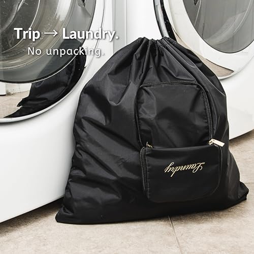 Travel Fanatics Laundry Bag for Dirty Clothes - Foldable Travel Laundry Bag for Suitcase, Hotels, Airbnbs, Cruises and Road Trips - Black - color: Black Laundry