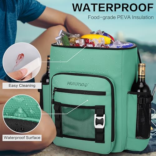 Hulongo Cooler Backpack, 30L Insulated Leakproof Soft Cooler Bag for 52 Cans, Lightweight Backpack for Beach, Picnic, Camping, Hiking, Fishing and Travel - color: Green