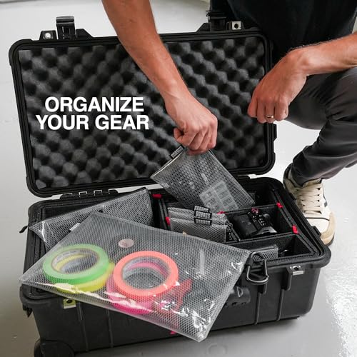 GOBAGS Air Production Multi‑Size Clear Zipper Pouch (4‑Pack) – Cable Organizer & Travel Gear Bag for Electronics, Camera Accessories, Tool Pouch & Small Tech Storage - color: Black, size: Multi-Size