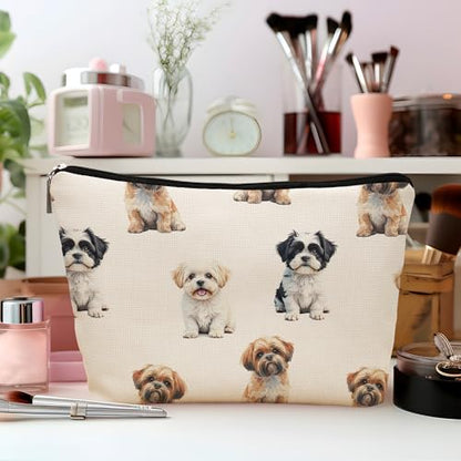 Shih Tzu Dog Makeup Bag, Shih Tzu Lovers Gifts Cosmetic Bag for Women, Dog Mom Lovers Owner Gifts for Women Christmas, Pet Lover Gift Zipper Travel Makeup Pouch for Purse - color: shih tzu