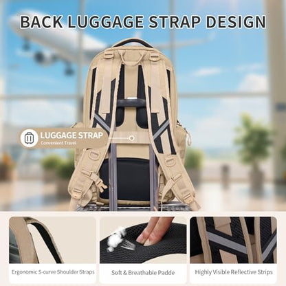 Timeet Tactical Backpack for Men, 21 Inch Khaki 40L Large Capacity, Laser Cut Molle Three Sided Opening, Water Resistant 17 inch Laptop Military Hiking 3 Day Assault Pack - color: Khaki
