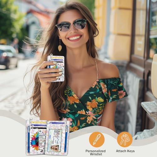 Yonlevres Credit Card Holder Slim Wallet, Be Kind Sunflower RFID Wallet Women Front Pocket Small Card Holder Travel Funny Cute Thin Card Case ID Window PU Leather RFID Blocking Card Organizer Gift - color: Be Kind Sunflower