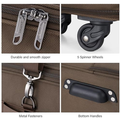 Hanke Expandable Collapsible Luggage with Wheels Suitcase, Rolling Travel Bag, Duffel Garment Tote Bag for Men Women, Lightweight Suitcase, Large Capacity Luggage with Spinner Wheel (Coffee) - color: Coffee Upgrade Version 2