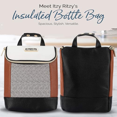 Itzy Ritzy Insulated Bottle Bag – Keeps Bottles Warm or Cool - Holds 3 Bottles & Features Interior Pocket For Ice Pack (Not Included), Coffee and Cream - color: Coffee & Cream